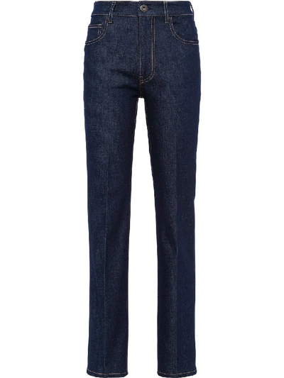 Shop Prada High-rise Five-pocket Jeans In Blue