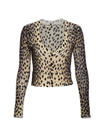 Shop R13 Cheetah Cropped Cardigan In Cheetah Print