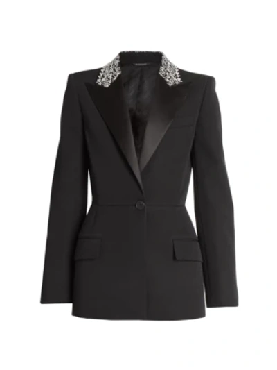 Shop Givenchy Embellished Collar Wool Jacket In Black