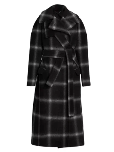 Shop Stella Mccartney Women's Windowpane Wool Coat In Black Grey