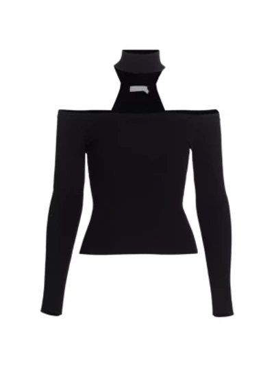 Shop Jonathan Simkhai Lila Cold-shoulder Blouse In Black