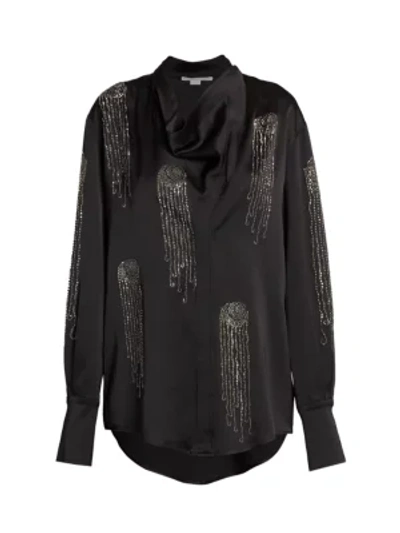 Shop Stella Mccartney Amabella Embellished Satin Shirt In Black