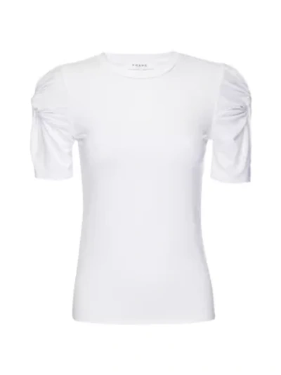 Shop Frame Twist-sleeve Top In Blanc