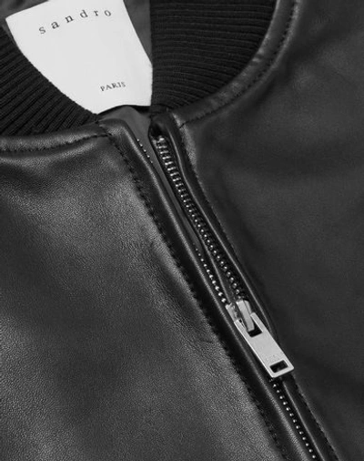 Shop Sandro Man Jacket Black Size S Lambskin, Cotton, Elastane