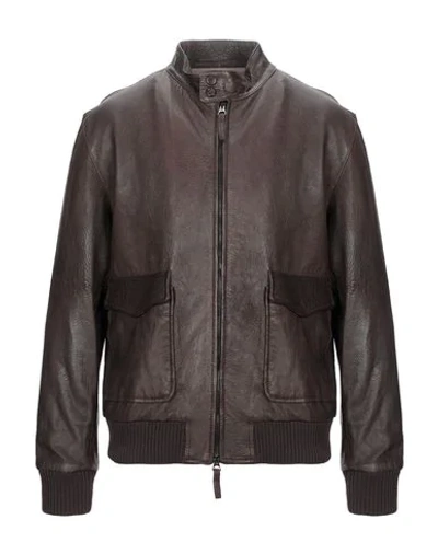 Shop Arc Leather Jacket In Dark Brown