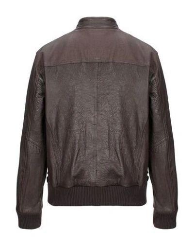 Shop Arc Leather Jacket In Dark Brown