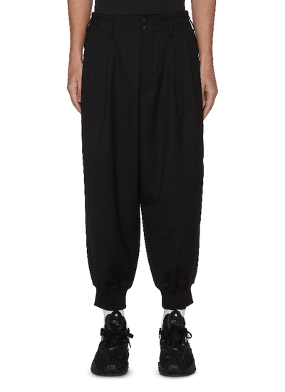 Shop Y-3 Stretchy Elastic Hem Crop Wool Pants In Black