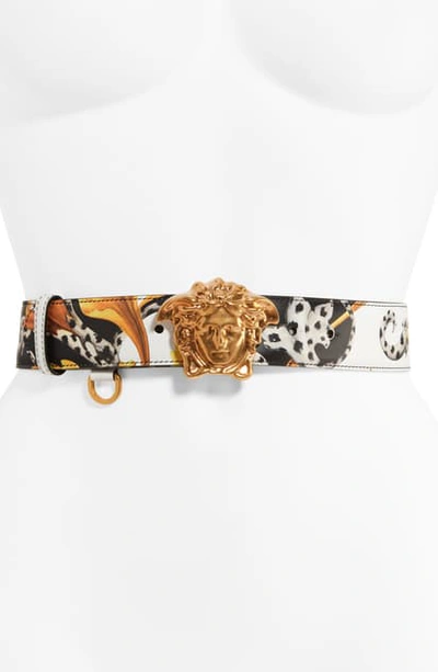 Shop Versace Palazzo Medusa Head Belt In White/ Black/ Gold