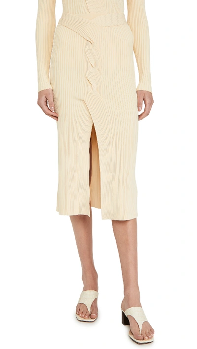 Shop Dion Lee Cable Twist Skirt In Cream