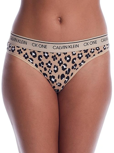 Shop Calvin Klein Ck One Cotton Thong In Stephen Animal