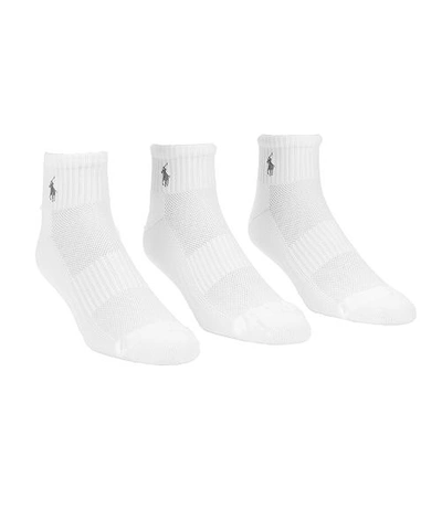 Shop Polo Ralph Lauren Tech Athletic Quarter Socks 3-pack In White