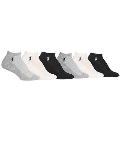 Shop Ralph Lauren Low-cut Sport Socks 6-pack In Black,grey,white