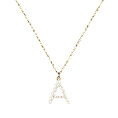 Shop Jemma Wynne Yellow Gold Prive Pearl Letter Necklace In Yellow Gold / Pearl