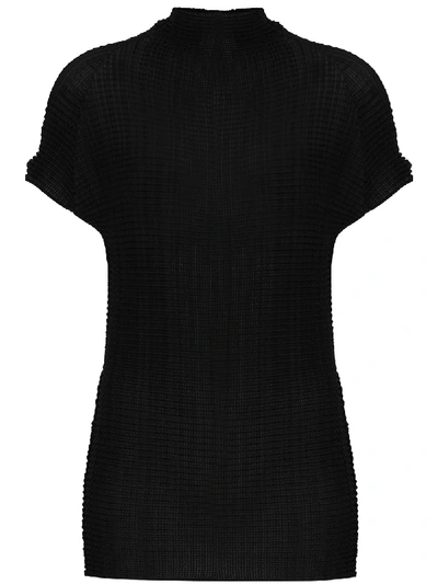 Shop Issey Miyake High-neck Textured Top In Black