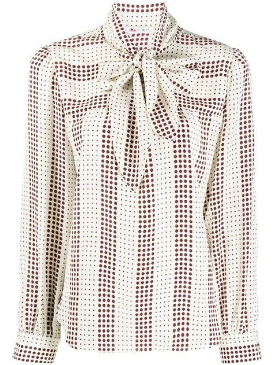 Shop Ports 1961 Geometric-print Silk Blouse In White