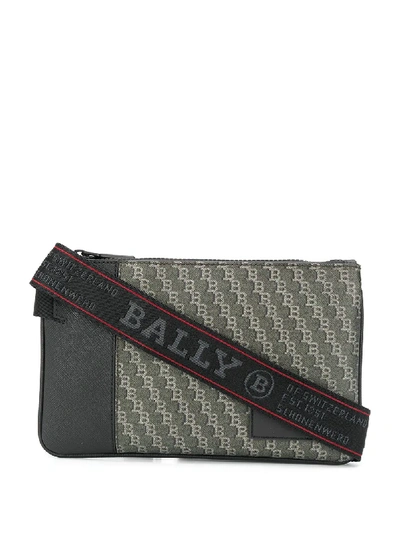 Shop Bally Logo Print Shoulder Bag In Black