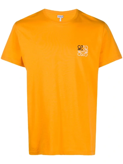 Shop Loewe Embroidered Anagram T-shirt In Orange