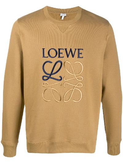 Shop Loewe Anagram-embroidered Sweatshirt In Neutrals