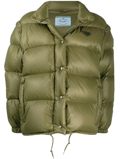 Prada Detachable-sleeve Puffer Jacket In Green | ModeSens