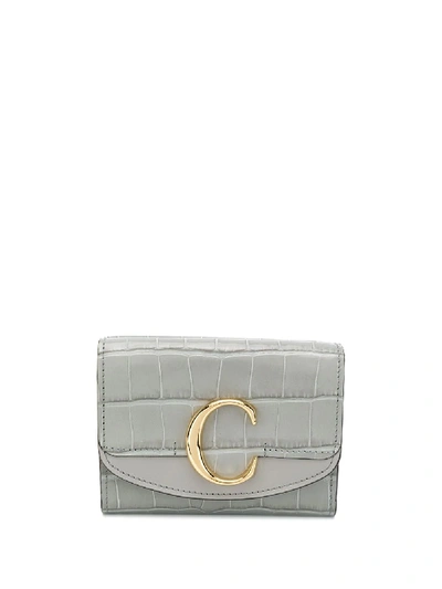 Shop Chloé C Tri-fold Wallet In Grey