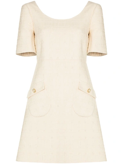 Shop Gucci Brocade Mini Dress In White