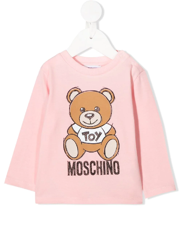 Moschino Babies' Teddy Bear Logo Long-sleeved Top In Pink | ModeSens