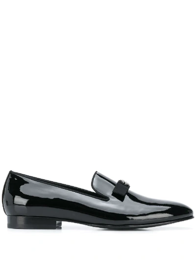 Shop Roberto Cavalli Patent Leather Slippers In Black