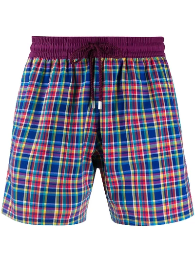 Shop Vilebrequin Plaid Swim Shorts In Blue