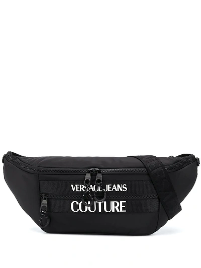 Shop Versace Jeans Couture Logo Print Belt Bag In Black