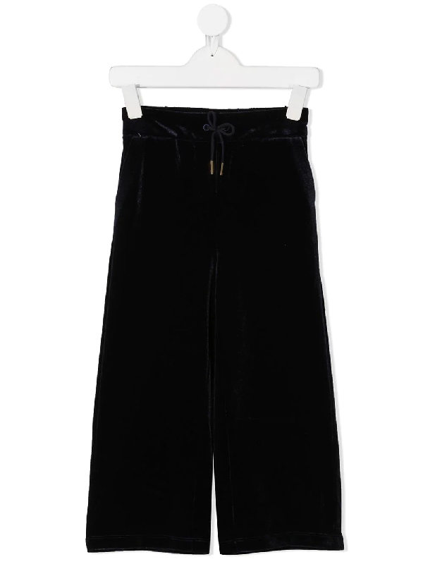 blue velvet wide leg trousers