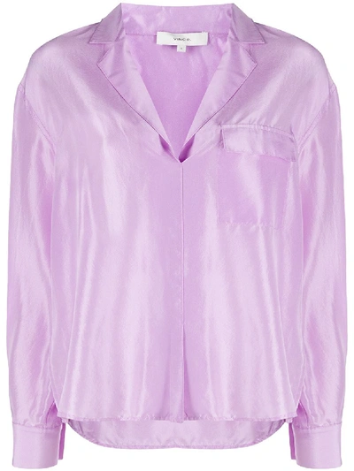 Shop Vince Silk Pyjama Style Blouse In Purple