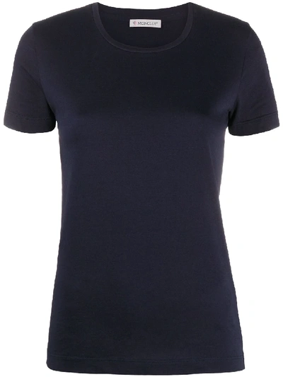 Shop Moncler Logo Patch Short-sleeved T-shirt In Blue