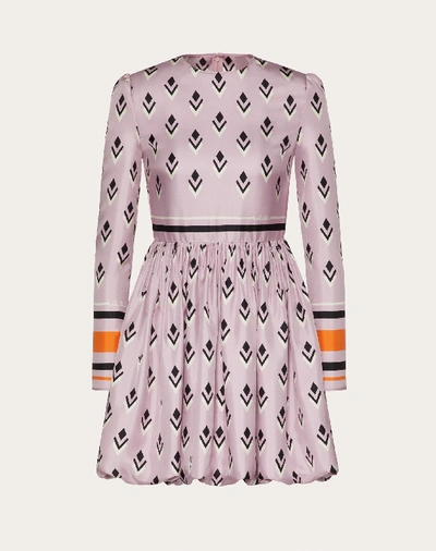 Shop Valentino Printed Twill Dress In Pink/multicolor