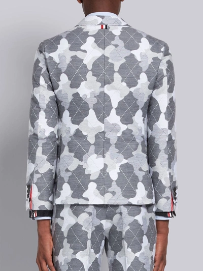 Shop Thom Browne Medium Grey Wool Argyle Camo Print Classic Sport Coat