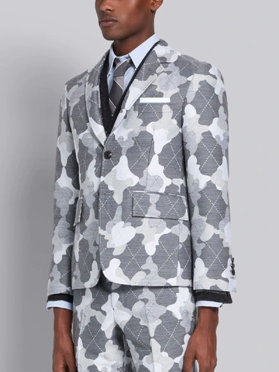 Shop Thom Browne Medium Grey Wool Argyle Camo Print Classic Sport Coat