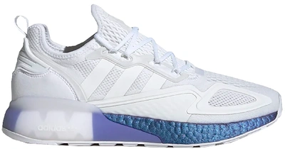 Pre-owned Adidas Originals Adidas Zx 2k Boost White Iridescent Boost (women's) In Cloud White/cloud White/boost Blue Violet Metallic