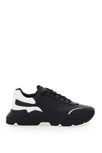 Shop Dolce & Gabbana Daymaster Leather Sneakers In Nero Bianco (black)