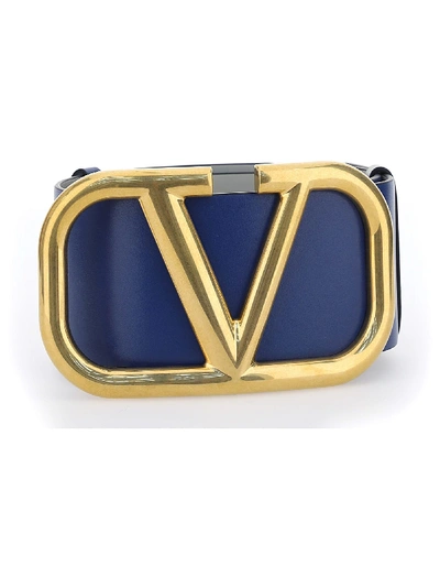 Shop Valentino Belt In Blu Delft-opal Grey