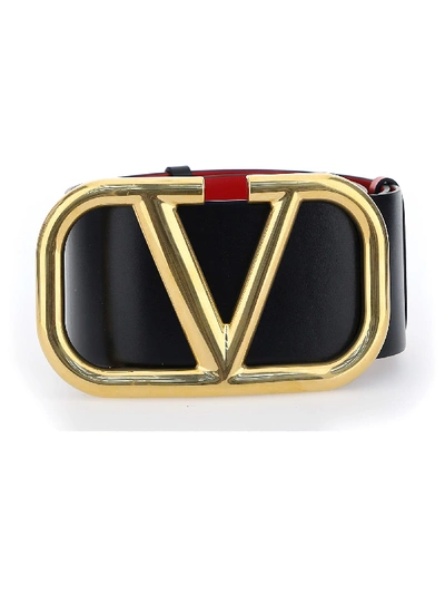 Shop Valentino Belt In Nero-rouge Pur