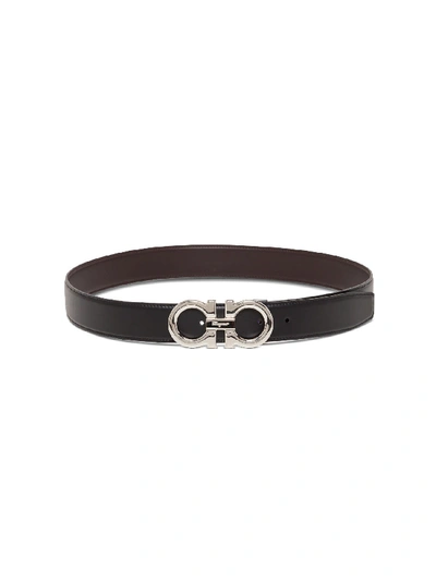 Shop Ferragamo Double-sided Belt With Gancini Buckle In Black