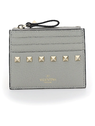 Shop Valentino Card Holder In Opal Grey