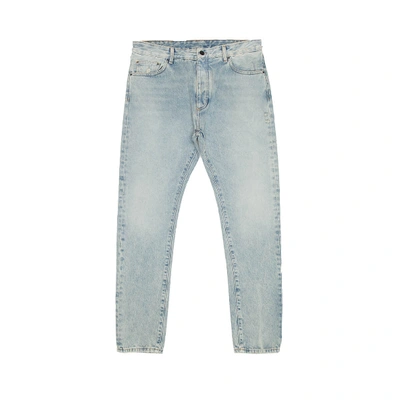 Shop Palm Angels Back Logo Jeans From The Pre F/w2020-21 Collection In Washed Blue