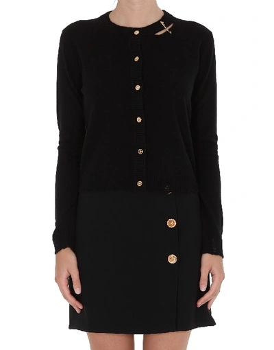 Shop Versace Cardigan In Black