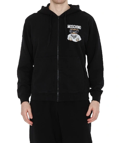 Shop Moschino Ready To Bear Hoodie In Black