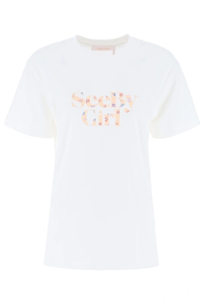 Shop See By Chloé Logo Print T-shirt In Crystal White (white)