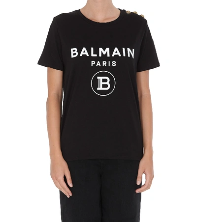 Shop Balmain 3 Buttons T-shirt In Black
