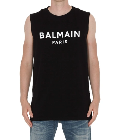 Shop Balmain Logo Top In Black