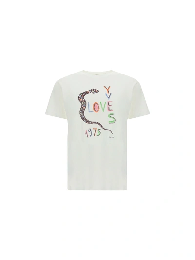 Shop Saint Laurent T-shirt In Naturel/multicolore