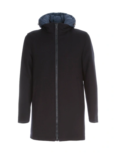 Shop Herno Hooded Parka Intch In Blu Scuro
