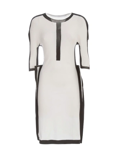 Shop Issey Miyake Crew Neck 3/4s Dress In White